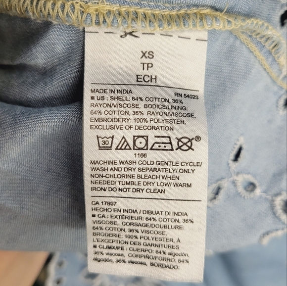 Old Navy Light blue Floral Eyelet Embroidered Trim Stretch Fit and Flare Dress - Picture 10 of 14